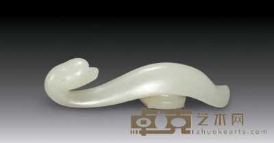 清中期 白玉鹅首带钩 长8.8cm